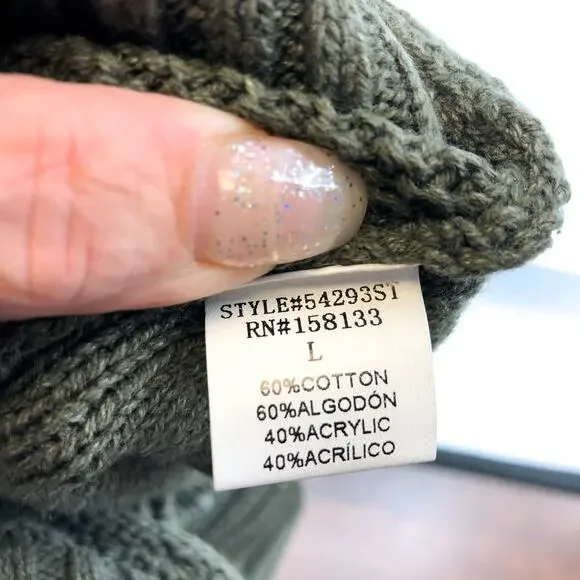 Pink Clover Gabriel Textured Sweater Large Olive Green Mock Neck Stitch Fix NWT - Picture 6 of 8